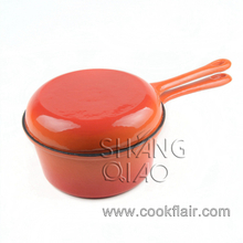 Orange Enameled Cast Iron Combo Stewing Pot