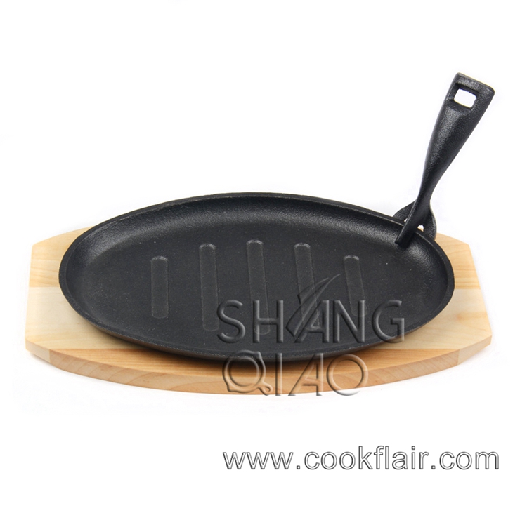Cast Iron Sizzling Platter with Serving Tray