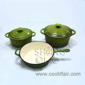 Enameled Cast Iron Casserole and Cast Iron Enamel Sauce Pan Set